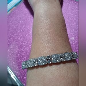 QVC Affinity Diamond 925 Sterling Silver Cuff Bracelet